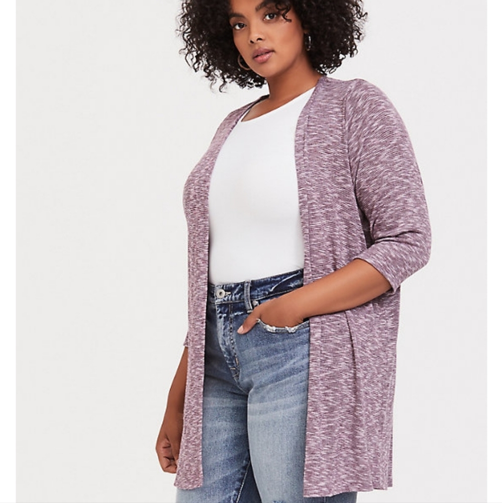 TORRID BURGUNDY PURPLE SLUB CARDIGAN - Picture 1 of 8